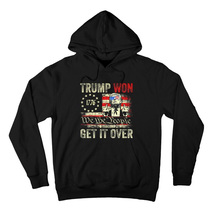 Trump Get Over It Patriotic Pro Trump Anti Kamala Funny Hoodie