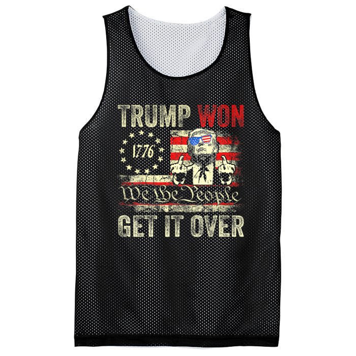 Trump Get Over It Patriotic Pro Trump Anti Kamala Funny Mesh Reversible Basketball Jersey Tank