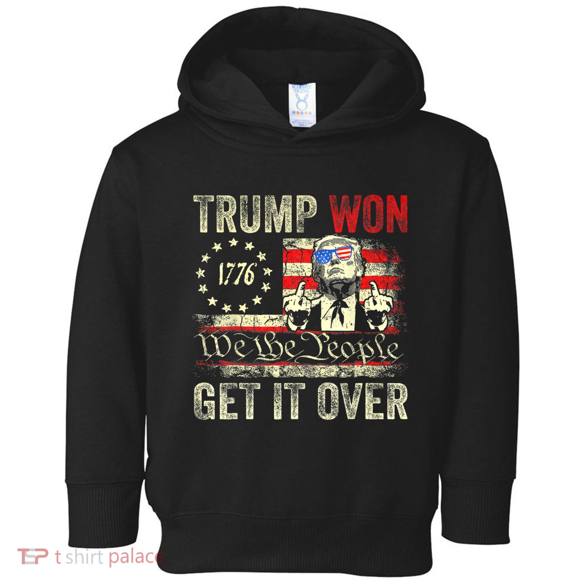Trump Get Over It Patriotic Pro Trump Anti Kamala Funny Toddler Hoodie