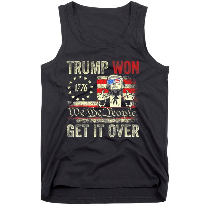 Trump Get Over It Patriotic Pro Trump Anti Kamala Funny Tank Top