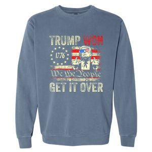 Trump Get Over It Patriotic Pro Trump Anti Kamala Funny Garment-Dyed Sweatshirt