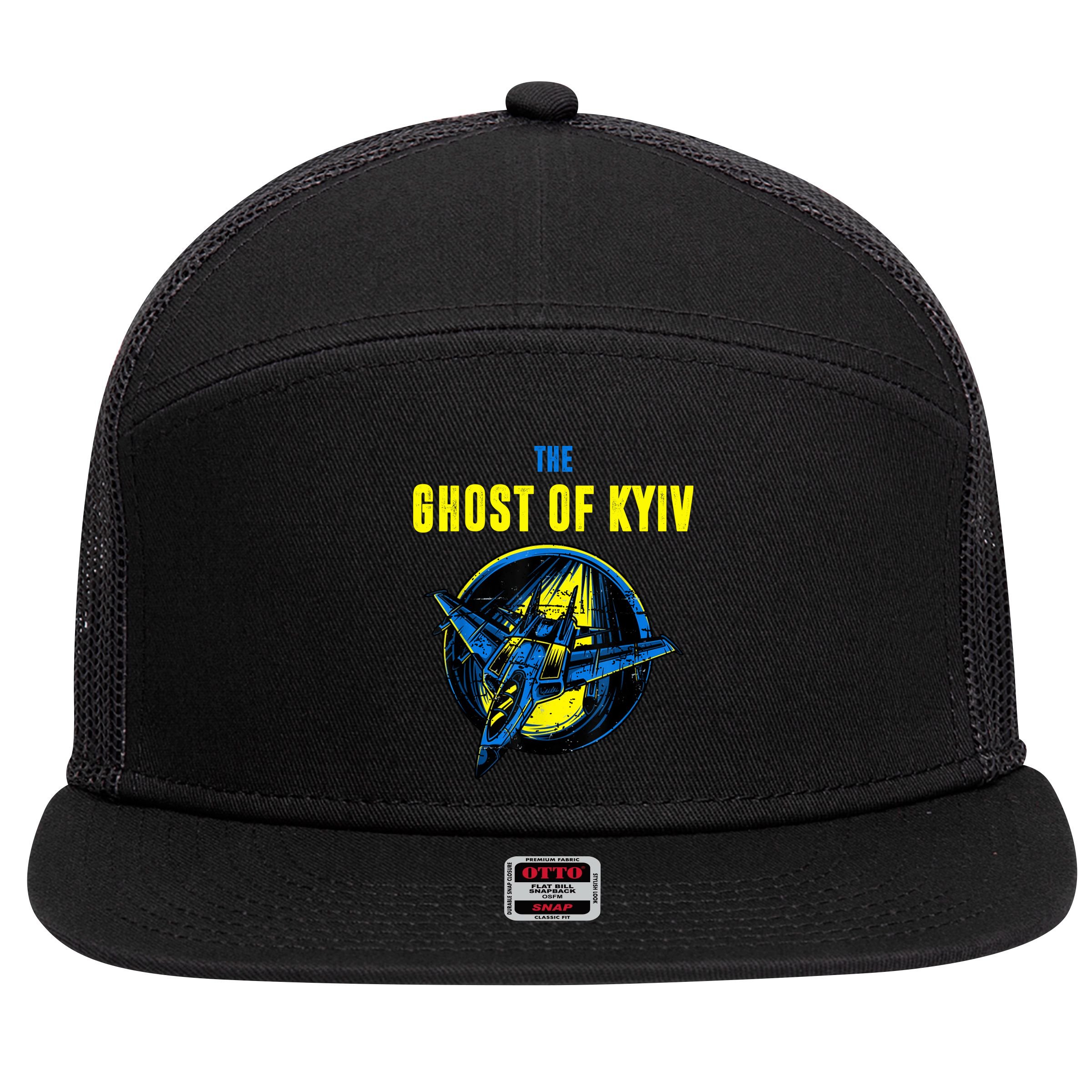 The Ghost Of Kyiv Ukraine 7 Panel Mesh Trucker Snapback Hat