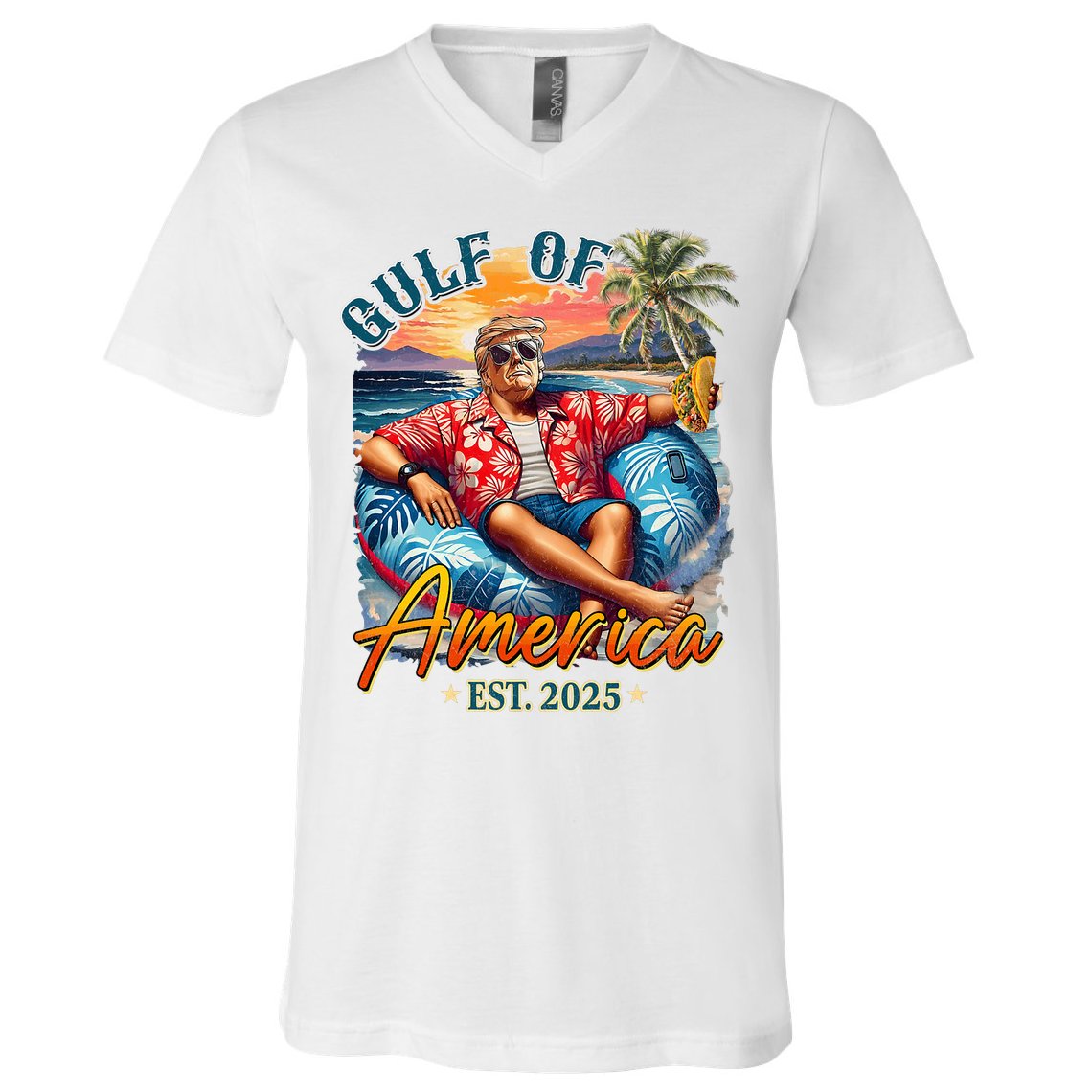  Trump Gulf Of Us America Est 2025  V-Neck T-Shirt
