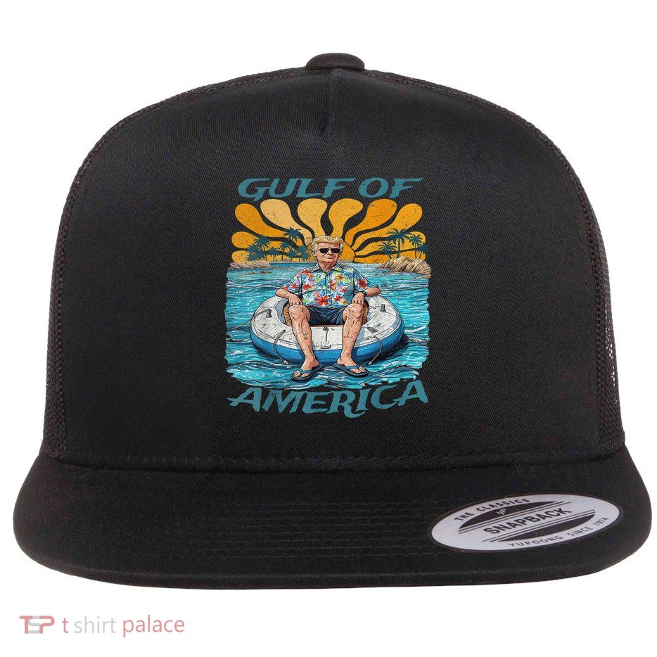 Trump Gulf Of Us America Kawaii Sunset Flat Bill Trucker Hat