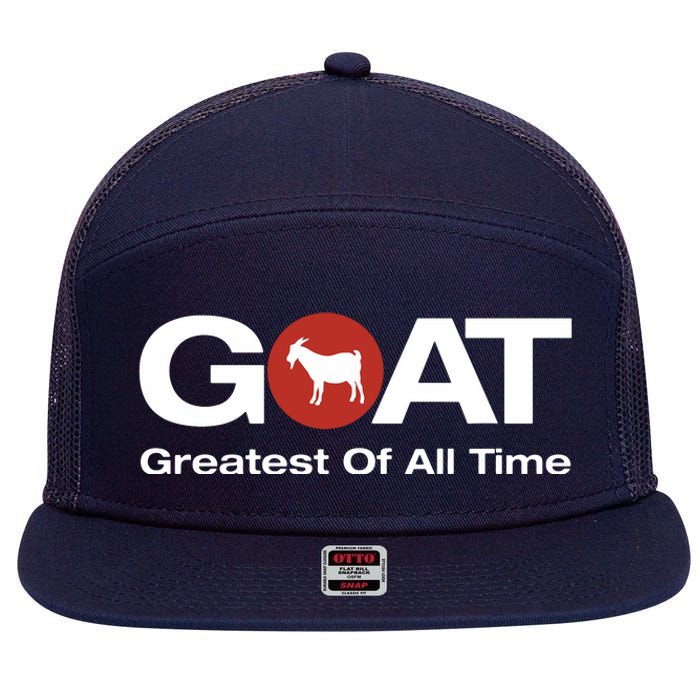 The Greatest Of All Time GOAT Design 7 Panel Mesh Trucker Snapback Hat