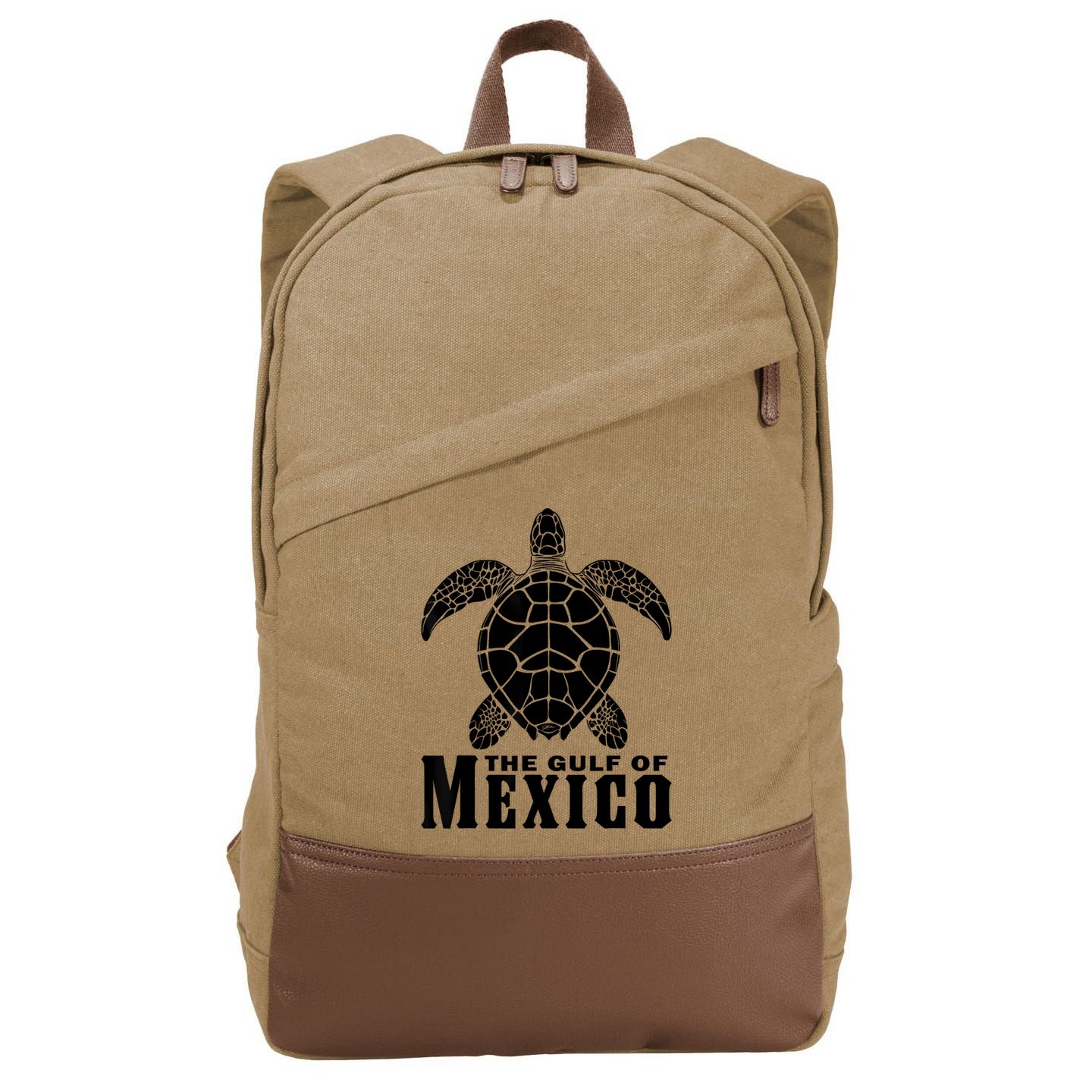 The Gulf Of Mexico Sea Turtle Beach Cotton Canvas Backpack