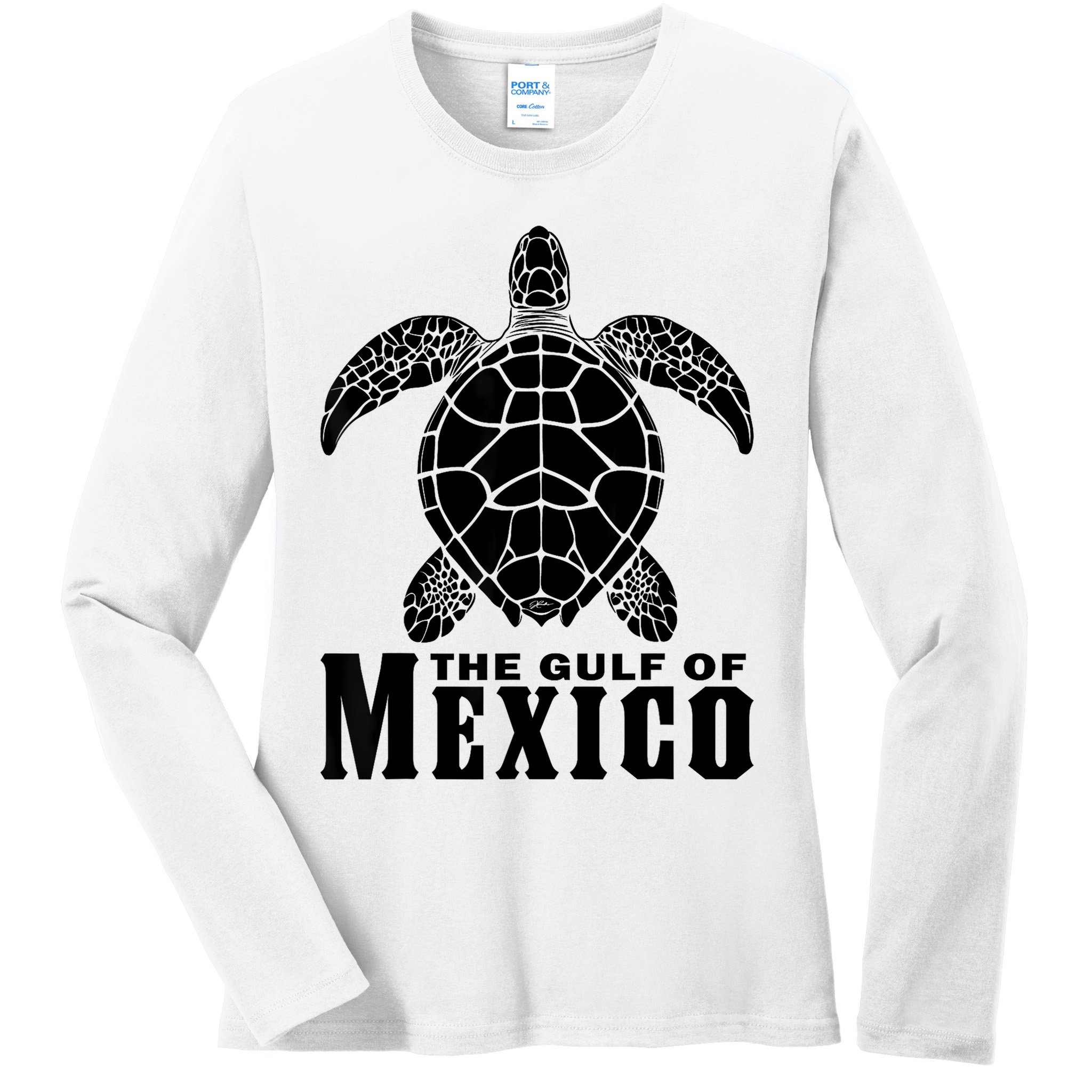 The Gulf Of Mexico Sea Turtle Beach Ladies Long Sleeve Shirt