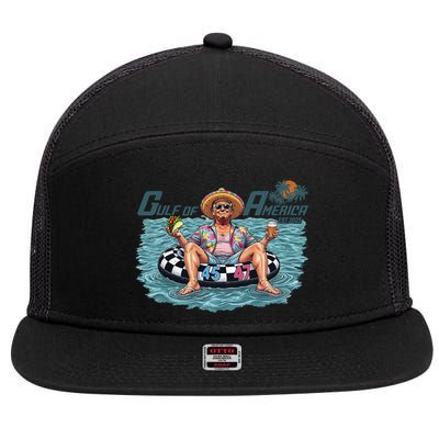 Trump  Gulf Of Us America Funny Kawaii Sunset  7 Panel Mesh Trucker Snapback Hat