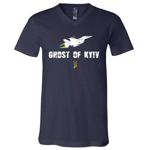 The Ghost Of Kyiv Fighter Pilot Military Stand With Ukraine V-Neck T-Shirt