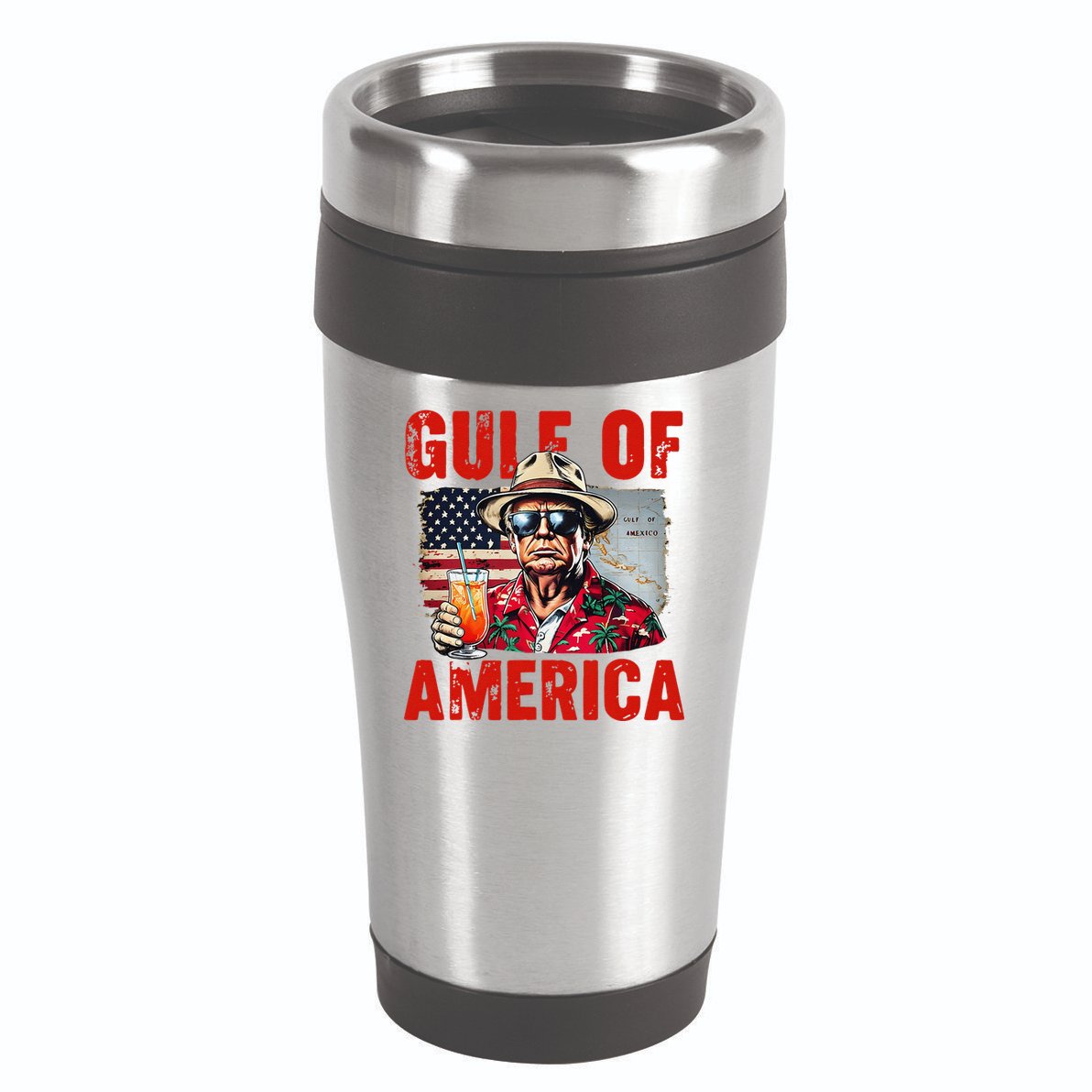 Trump Gulf Of Usa America Funny Gulf Of Mexico Usa Flag Map 16oz Travel Tumbler