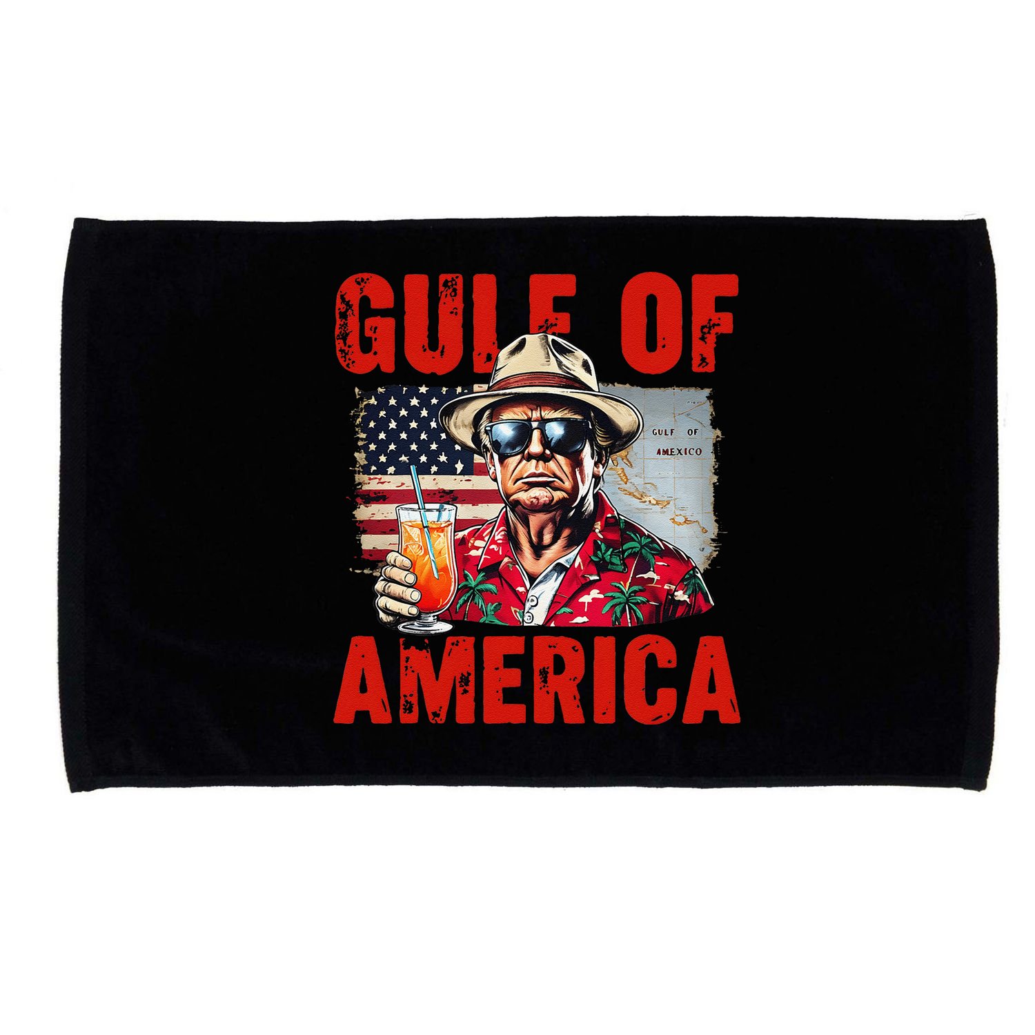 Trump Gulf Of Usa America Funny Gulf Of Mexico Usa Flag Map Microfiber Hand Towel