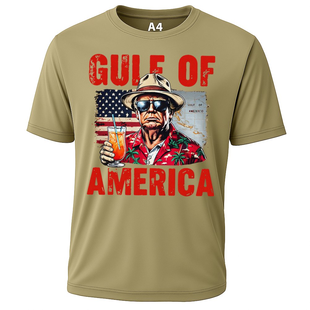 Trump Gulf Of Usa America Funny Gulf Of Mexico Usa Flag Map Cooling Performance Crew T-Shirt