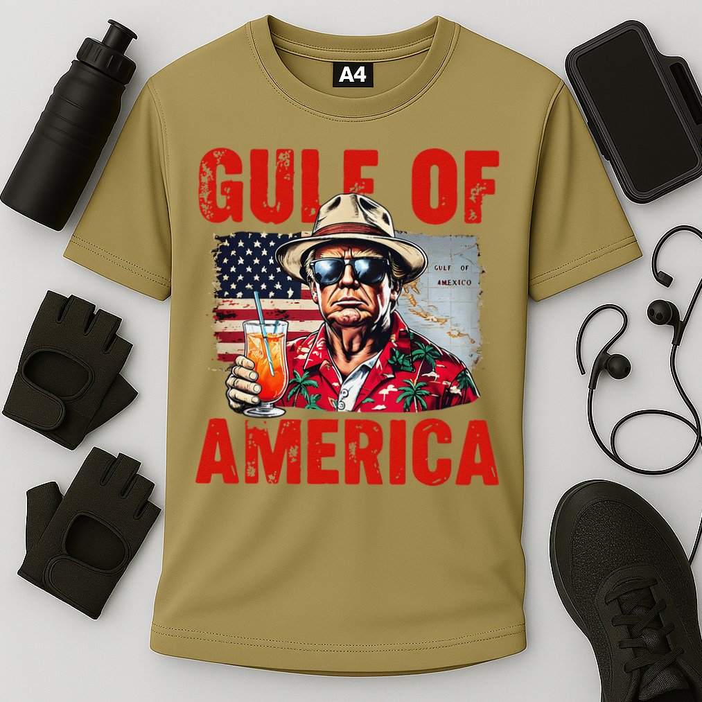 Trump Gulf Of Usa America Funny Gulf Of Mexico Usa Flag Map Cooling Performance Crew T-Shirt
