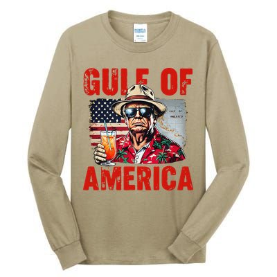 Trump Gulf Of Usa America Funny Gulf Of Mexico Usa Flag Map Tall Long Sleeve T-Shirt