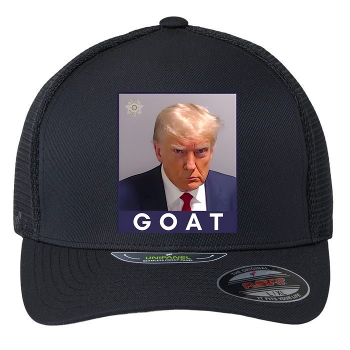 Trump Greatest Of All Time Mugshot Flexfit Unipanel Trucker Cap