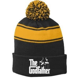 The Godfather Original White Title Stripe Pom Pom Beanie