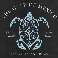 The Gulf Of Mexico Estd 1550 Stay Salty And Resist 7 Panel Mesh Trucker Snapback Hat