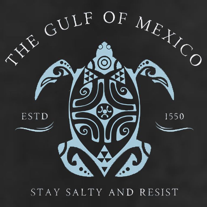 The Gulf Of Mexico Estd 1550 Stay Salty And Resist 7 Panel Mesh Trucker Snapback Hat