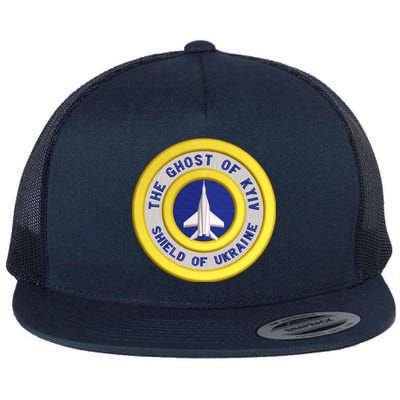 The Ghost Of Kyiv Shield Of Ukraine Flat Bill Trucker Hat