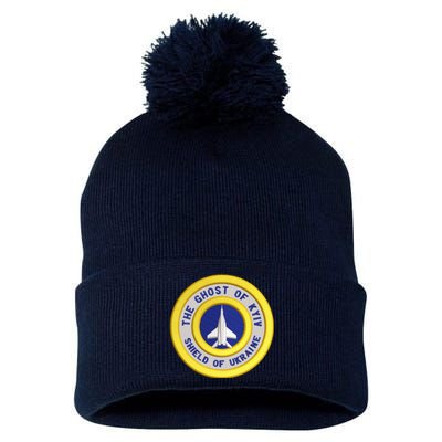 The Ghost Of Kyiv Shield Of Ukraine Pom Pom 12in Knit Beanie