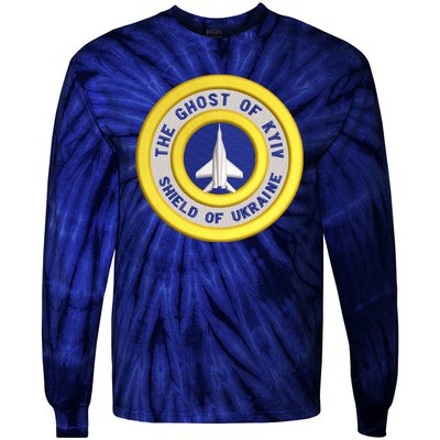 The Ghost Of Kyiv Shield Of Ukraine Tie-Dye Long Sleeve Shirt