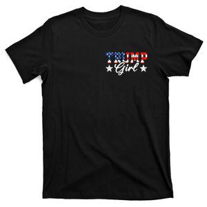 Trump Girl (On Back) Trump Girl No Apologies Maga Messy Buns T-Shirt