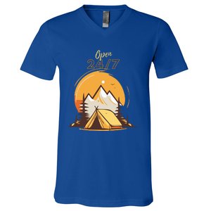 The Great Outdoors Open 247 Camping Scene  V-Neck T-Shirt