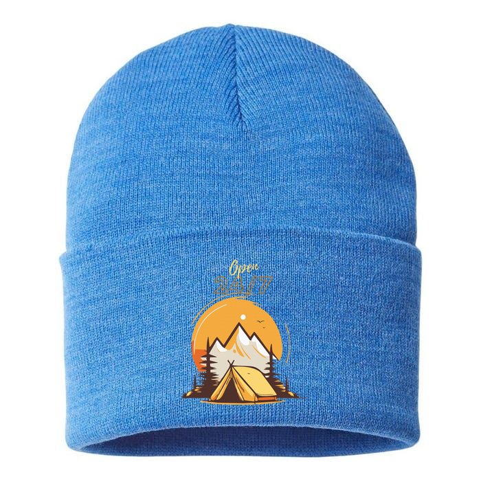 The Great Outdoors Open 247 Camping Scene  Sustainable Knit Beanie