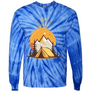 The Great Outdoors Open 247 Camping Scene  Tie-Dye Long Sleeve Shirt