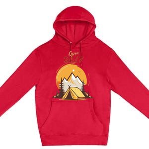 The Great Outdoors Open 247 Camping Scene  Premium Pullover Hoodie