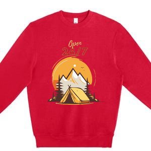 The Great Outdoors Open 247 Camping Scene  Premium Crewneck Sweatshirt