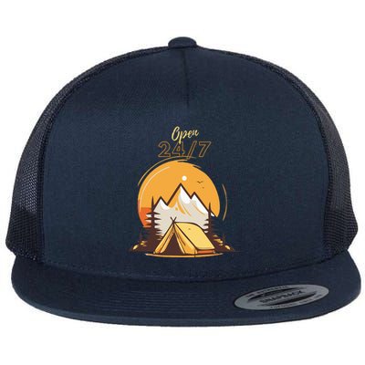 The Great Outdoors Open 247 Camping Scene  Flat Bill Trucker Hat