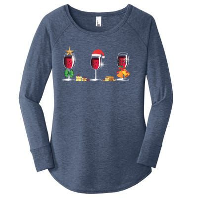 Three Glasses Of Wine Christmas Wine Santa Hat Xmas Ing Cute Gift Women's Perfect Tri Tunic Long Sleeve Shirt