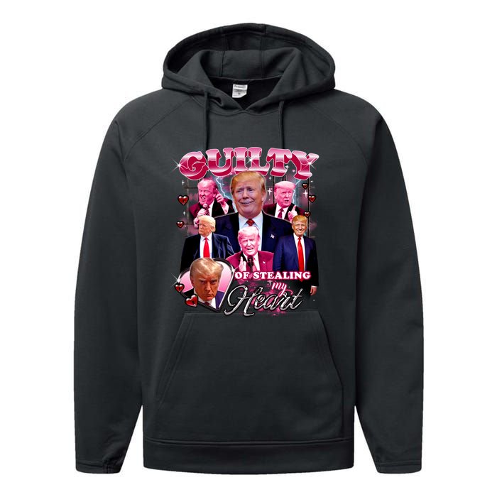 Trump Guilty Of Stealing My Heart Funny Donald Trump Lover Performance Fleece Hoodie