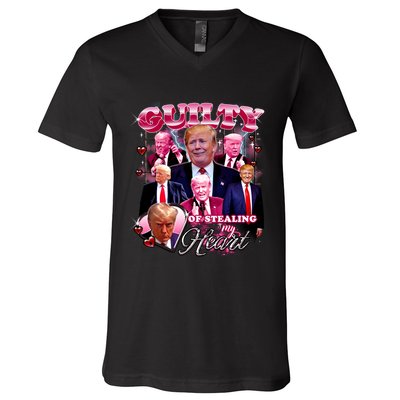 Trump Guilty Of Stealing My Heart Funny Donald Trump Lover V-Neck T-Shirt