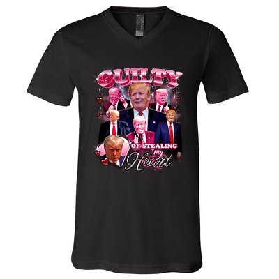 Trump Guilty Of Stealing My Heart Funny Donald Trump Lover V-Neck T-Shirt