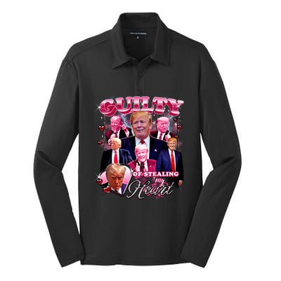 Trump Guilty Of Stealing My Heart Funny Donald Trump Lover Silk Touch Performance Long Sleeve Polo