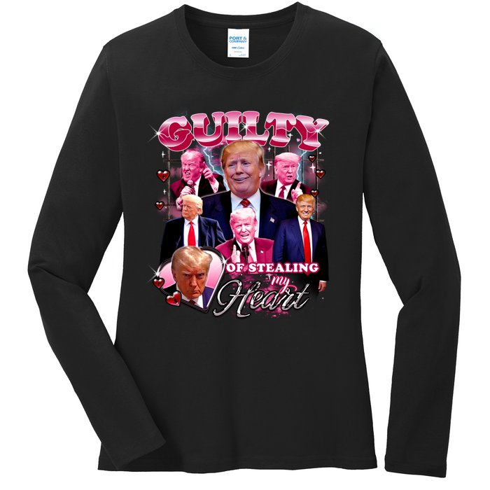 Trump Guilty Of Stealing My Heart Funny Donald Trump Lover Ladies Long Sleeve Shirt