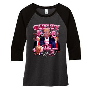 Trump Guilty Of Stealing My Heart Funny Donald Trump Lover Women's Tri-Blend 3/4-Sleeve Raglan Shirt