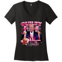 Trump Guilty Of Stealing My Heart Funny Donald Trump Lover Women's V-Neck T-Shirt