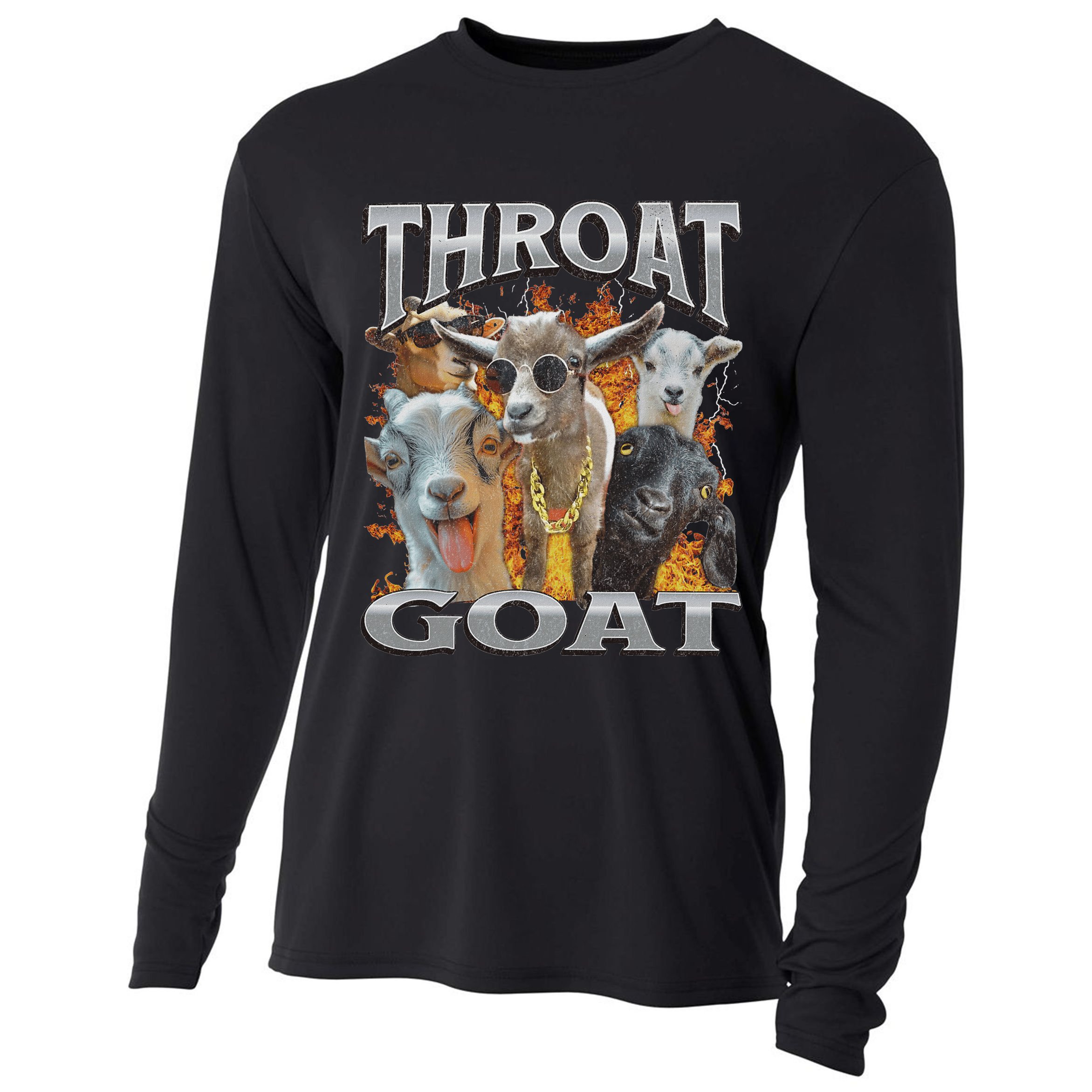 Throat Goat Offensive Adult Humor Bootleg Cooling Performance Long Sleeve Crew