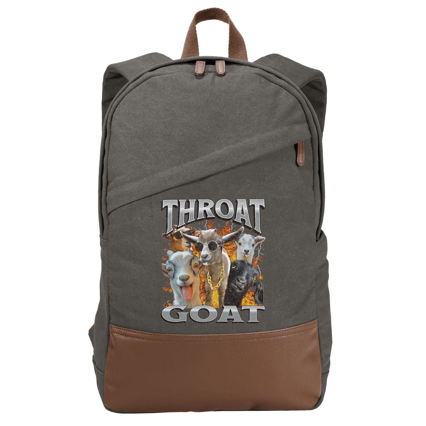 Throat Goat Offensive Adult Humor Bootleg Cotton Canvas Backpack