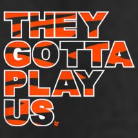 They Gotta Play Us Cincinnati Football 7 Panel Mesh Trucker Snapback Hat