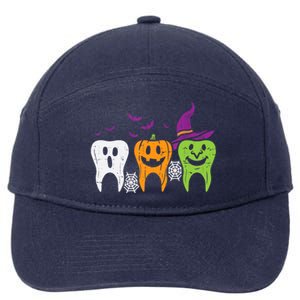 Teeth Ghost Pumpkin Witch Cute Dental Halloween Dentist Gift 7-Panel Snapback Hat