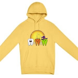 Teeth Ghost Pumpkin Witch Cute Dental Halloween Dentist Gift Premium Pullover Hoodie