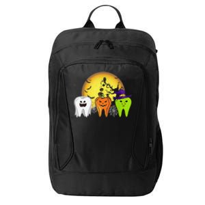 Teeth Ghost Pumpkin Witch Cute Dental Halloween Dentist Gift City Backpack