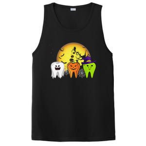 Teeth Ghost Pumpkin Witch Cute Dental Halloween Dentist Gift PosiCharge Competitor Tank