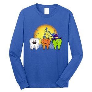 Teeth Ghost Pumpkin Witch Cute Dental Halloween Dentist Gift Long Sleeve Shirt