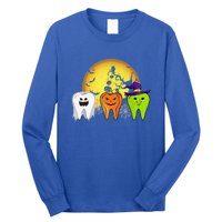 Teeth Ghost Pumpkin Witch Cute Dental Halloween Dentist Gift Long Sleeve Shirt