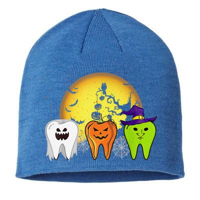 Teeth Ghost Pumpkin Witch Cute Dental Halloween Dentist Gift Sustainable Beanie